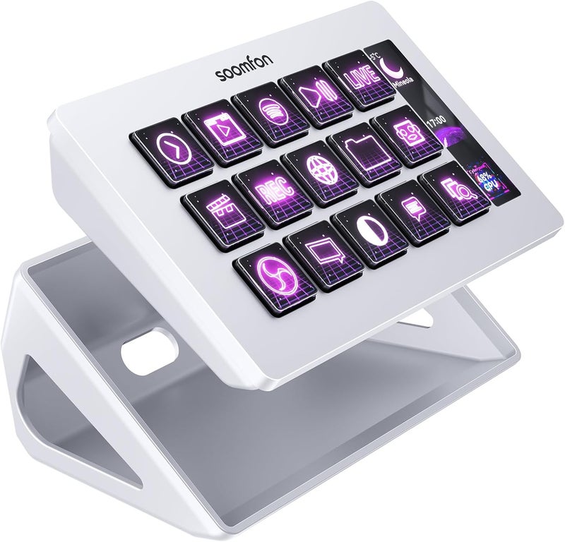 SOOMFON Stream Controller Stream Control Deck with 15 LCD Macro Keys Customizable for Content Creators Streaming Gaming to Trigger Actions in OBS, YouTube, Twitch and More, Compatible with PC & MAC - Image 1